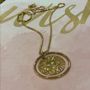 Ann Klein Gold Circular Lion Theme Symbol Pendant Necklace